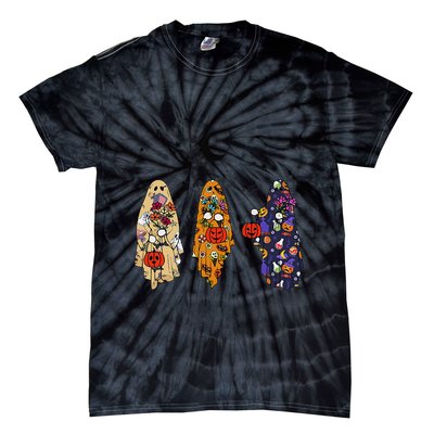 Funny Groovy Boo Ghost Halloween Autumn Fall Boo Boo Squad Tie-Dye T-Shirt