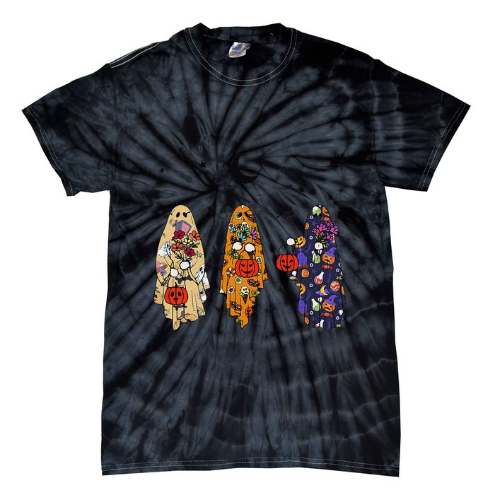 Funny Groovy Boo Ghost Halloween Autumn Fall Boo Boo Squad Tie-Dye T-Shirt