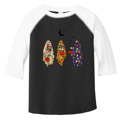 Funny Groovy Boo Ghost Halloween Autumn Fall Boo Boo Squad Toddler Fine Jersey T-Shirt