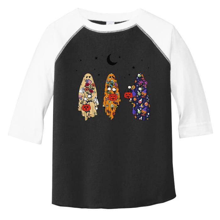 Funny Groovy Boo Ghost Halloween Autumn Fall Boo Boo Squad Toddler Fine Jersey T-Shirt