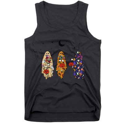 Funny Groovy Boo Ghost Halloween Autumn Fall Boo Boo Squad Tank Top