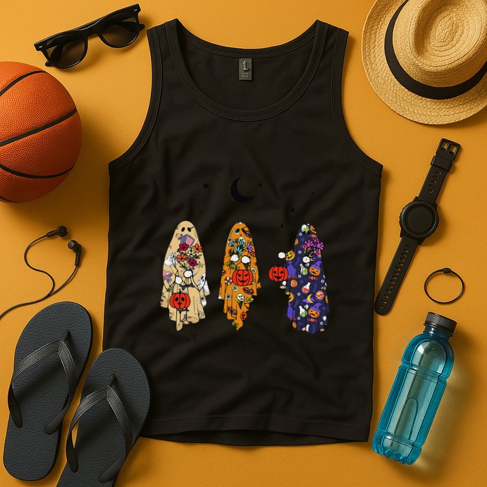 Funny Groovy Boo Ghost Halloween Autumn Fall Boo Boo Squad Tank Top