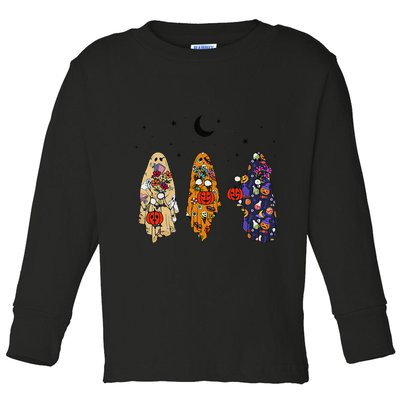 Funny Groovy Boo Ghost Halloween Autumn Fall Boo Boo Squad Toddler Long Sleeve Shirt