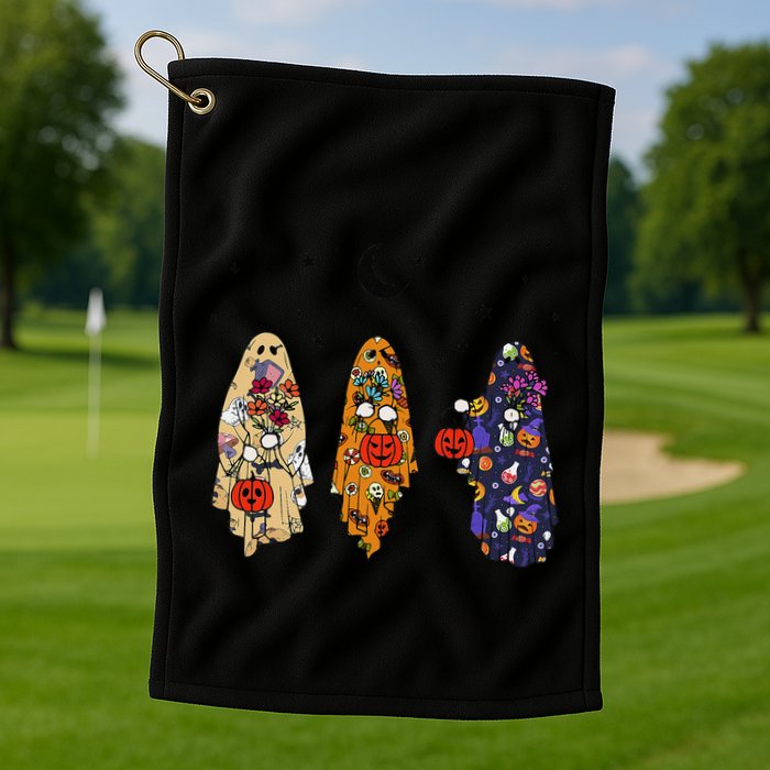 Funny Groovy Boo Ghost Halloween Autumn Fall Boo Boo Squad Golf Towel