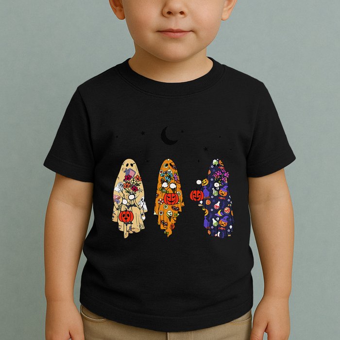 Funny Groovy Boo Ghost Halloween Autumn Fall Boo Boo Squad Toddler T-Shirt