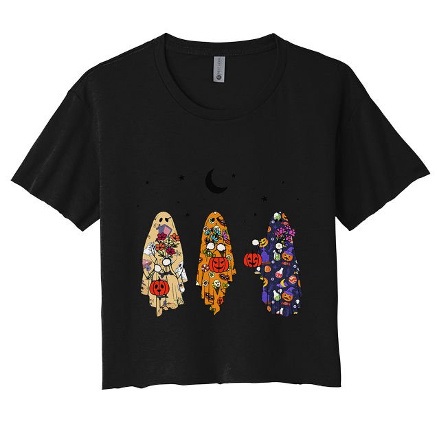 Funny Groovy Boo Ghost Halloween Autumn Fall Boo Boo Squad Crop Top