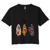 Funny Groovy Boo Ghost Halloween Autumn Fall Boo Boo Squad Crop Top