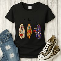 Funny Groovy Boo Ghost Halloween Autumn Fall Boo Boo Squad Womens T-Shirt