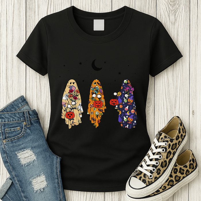 Funny Groovy Boo Ghost Halloween Autumn Fall Boo Boo Squad Womens T-Shirt