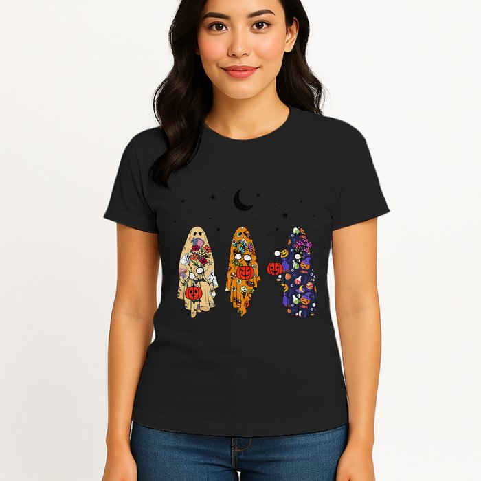 Funny Groovy Boo Ghost Halloween Autumn Fall Boo Boo Squad Womens T-Shirt
