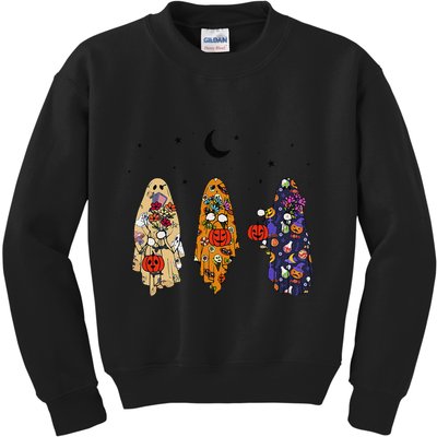 Funny Groovy Boo Ghost Halloween Autumn Fall Boo Boo Squad Kids Sweatshirt