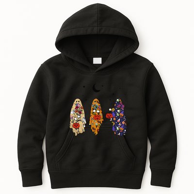 Funny Groovy Boo Ghost Halloween Autumn Fall Boo Boo Squad Kids Hoodie