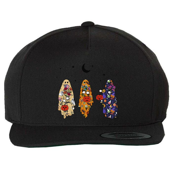 Funny Groovy Boo Ghost Halloween Autumn Fall Boo Boo Squad Wool Snapback Cap