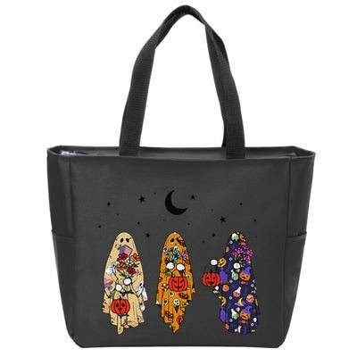 Funny Groovy Boo Ghost Halloween Autumn Fall Boo Boo Squad Zip Tote Bag
