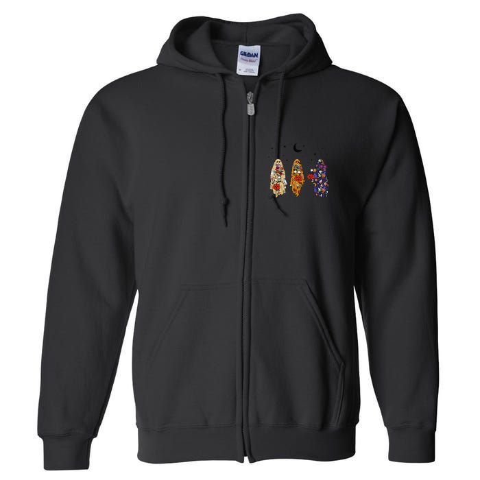 Funny Groovy Boo Ghost Halloween Autumn Fall Boo Boo Squad Full Zip Hoodie
