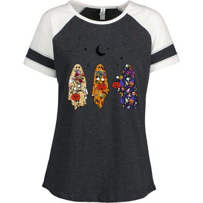 Funny Groovy Boo Ghost Halloween Autumn Fall Boo Boo Squad Enza Ladies Jersey Colorblock Tee