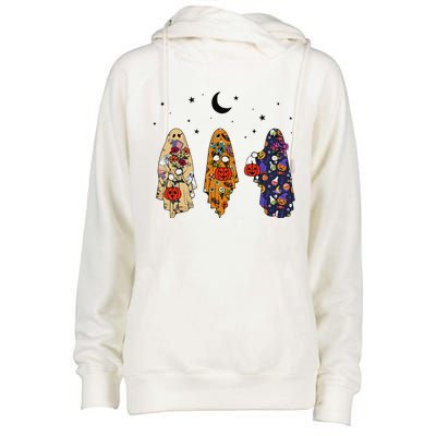 Funny Groovy Boo Ghost Halloween Autumn Fall Boo Boo Squad Womens Funnel Neck Pullover Hood