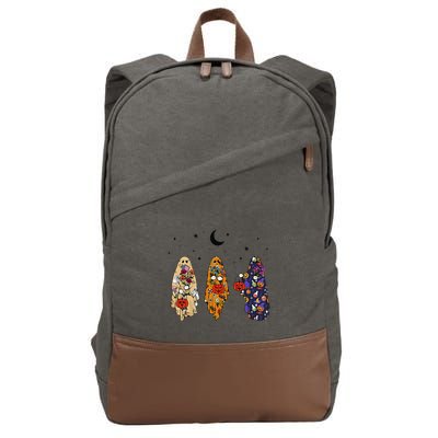 Funny Groovy Boo Ghost Halloween Autumn Fall Boo Boo Squad Cotton Canvas Backpack
