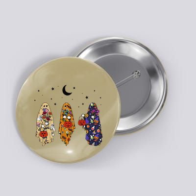 Funny Groovy Boo Ghost Halloween Autumn Fall Boo Boo Squad Button
