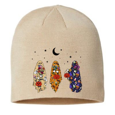 Funny Groovy Boo Ghost Halloween Autumn Fall Boo Boo Squad Sustainable Beanie