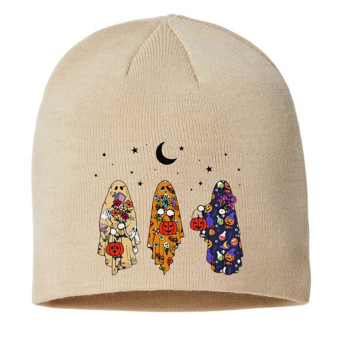 Funny Groovy Boo Ghost Halloween Autumn Fall Boo Boo Squad Sustainable Beanie
