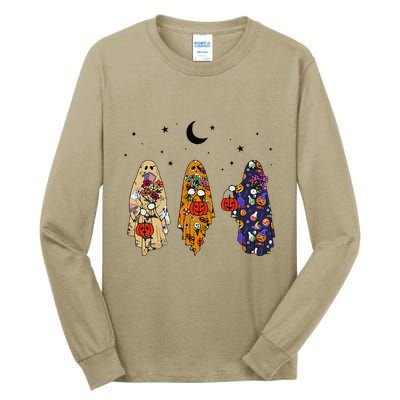 Funny Groovy Boo Ghost Halloween Autumn Fall Boo Boo Squad Tall Long Sleeve T-Shirt