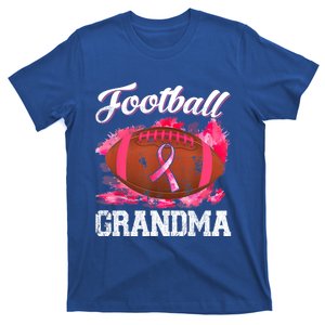 Football Grandma Breast Cancer Awareness Pink Bleached Funny Gift T-Shirt