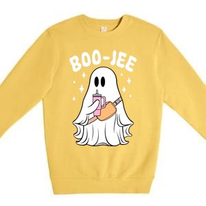 Funny Ghost Boujee Boojee Spooky Season Halloween Costume Cute Gift Premium Crewneck Sweatshirt