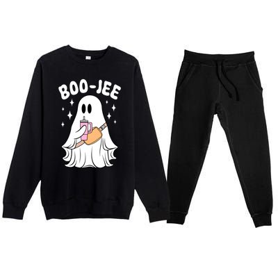 Funny Ghost Boujee Boojee Spooky Season Halloween Costume Cute Gift Premium Crewneck Sweatsuit Set