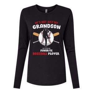 Funny Grandson Baseball Player Grandson Gift From Grandpa Funny Baseball Womens Cotton Relaxed Long Sleeve T-Shirt