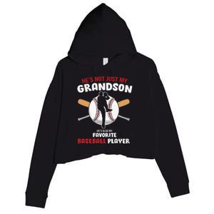 Funny Grandson Baseball Player Grandson Gift From Grandpa Funny Baseball Crop Fleece Hoodie