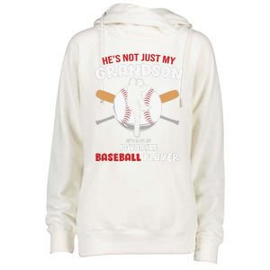 Funny Grandson Baseball Player Grandson Gift From Grandpa Funny Baseball Womens Funnel Neck Pullover Hood