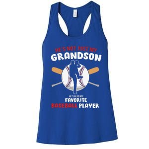 Funny Grandson Baseball Player Grandson Gift From Grandpa Funny Baseball Women's Racerback Tank