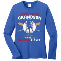 Funny Grandson Baseball Player Grandson Gift From Grandpa Funny Baseball Ladies Long Sleeve Shirt