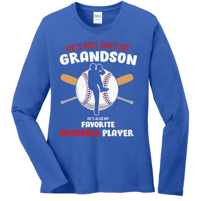 Funny Grandson Baseball Player Grandson Gift From Grandpa Funny Baseball Ladies Long Sleeve Shirt