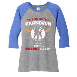 Funny Grandson Baseball Player Grandson Gift From Grandpa Funny Baseball Women's Tri-Blend 3/4-Sleeve Raglan Shirt