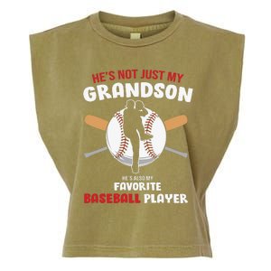 Funny Grandson Baseball Player Grandson Gift From Grandpa Funny Baseball Garment-Dyed Women's Muscle Tee