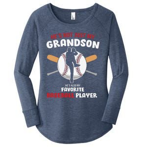 Funny Grandson Baseball Player Grandson Gift From Grandpa Funny Baseball Women's Perfect Tri Tunic Long Sleeve Shirt