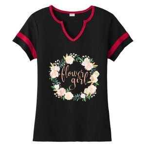 Flower Girl Blush Floral Wreath Wedding Ladies Halftime Notch Neck Tee