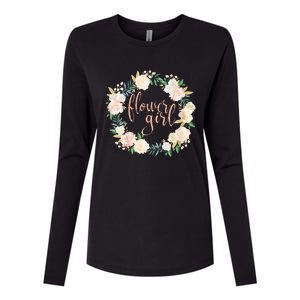 Flower Girl Blush Floral Wreath Wedding Womens Cotton Relaxed Long Sleeve T-Shirt