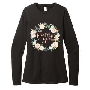 Flower Girl Blush Floral Wreath Wedding Womens CVC Long Sleeve Shirt