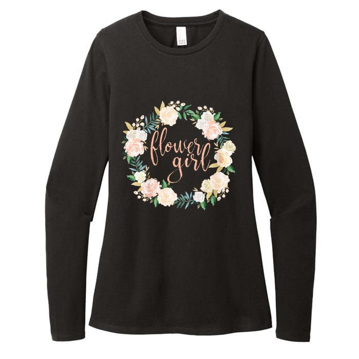 Flower Girl Blush Floral Wreath Wedding Womens CVC Long Sleeve Shirt