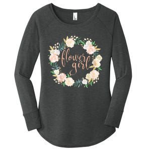 Flower Girl Blush Floral Wreath Wedding Women's Perfect Tri Tunic Long Sleeve Shirt