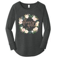 Flower Girl Blush Floral Wreath Wedding Women's Perfect Tri Tunic Long Sleeve Shirt