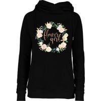 Flower Girl Blush Floral Wreath Wedding Womens Funnel Neck Pullover Hood