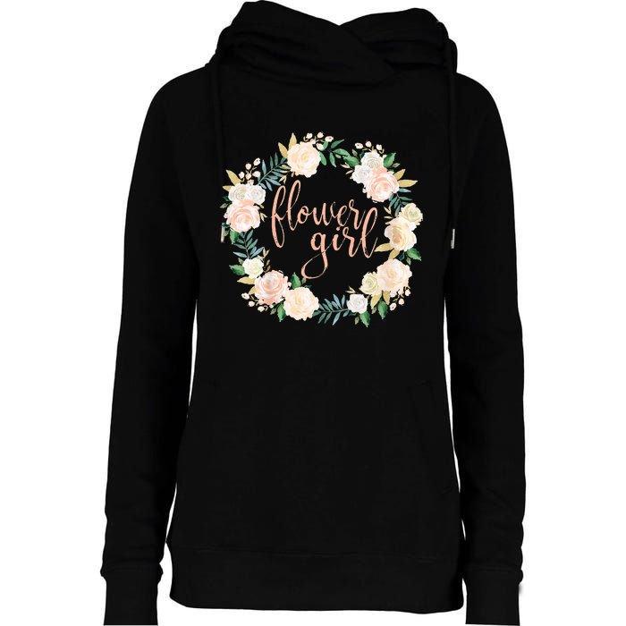 Flower Girl Blush Floral Wreath Wedding Womens Funnel Neck Pullover Hood