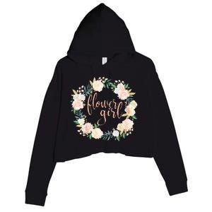 Flower Girl Blush Floral Wreath Wedding Crop Fleece Hoodie