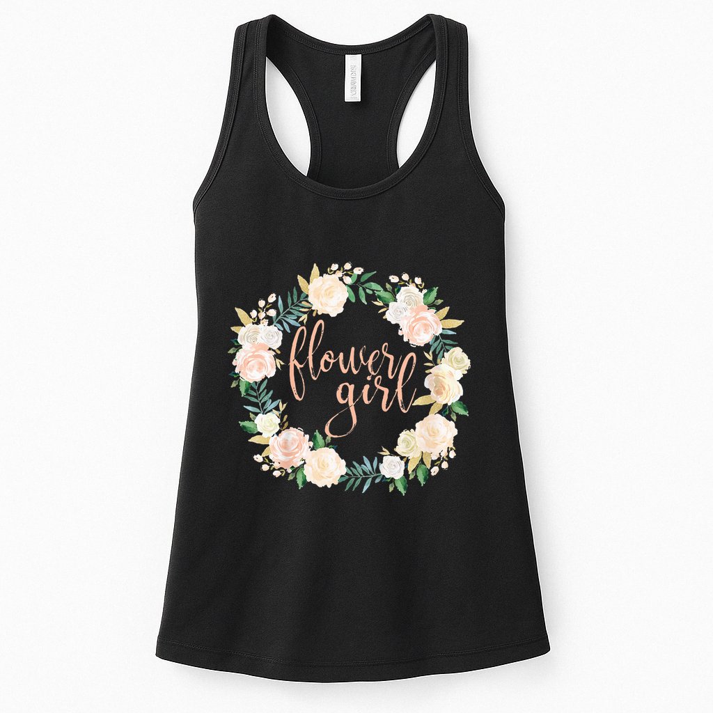 Flower Girl Blush Floral Wreath Wedding Womens Tank Top