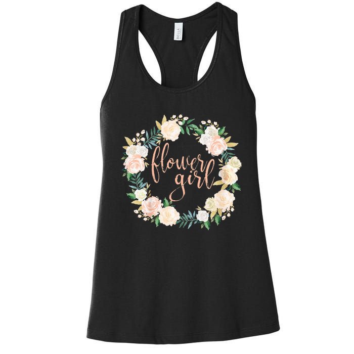 Flower Girl Blush Floral Wreath Wedding Women's Racerback Tank