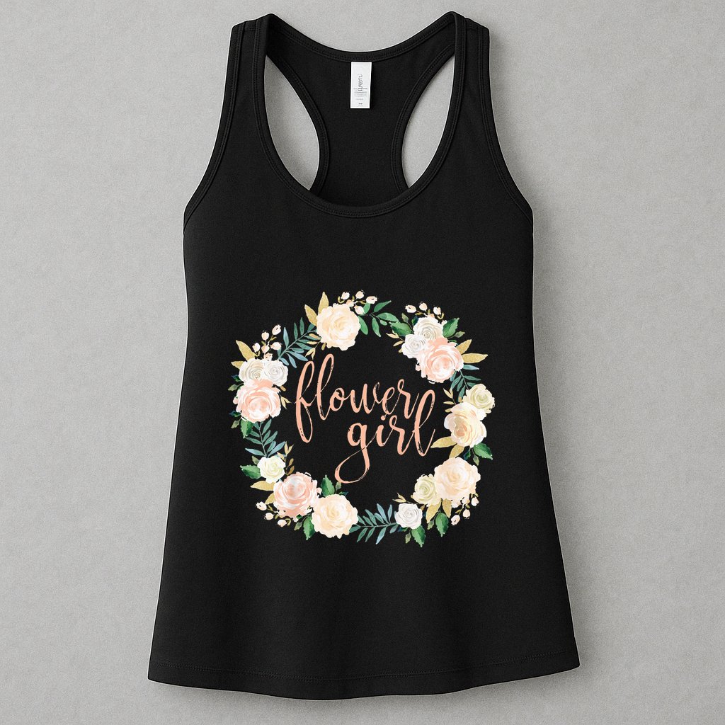 Flower Girl Blush Floral Wreath Wedding Womens Tank Top